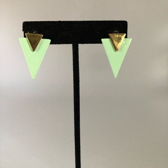 🍭6/$30 Chevron Metal Enamel Earrings - Picture 2 of 2